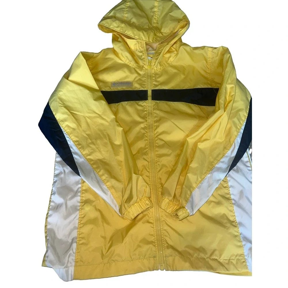 Columbia Vtg Yellow & Blue Hooded Windbreaker Jacket |Y2K|90's| Unisex 10/12